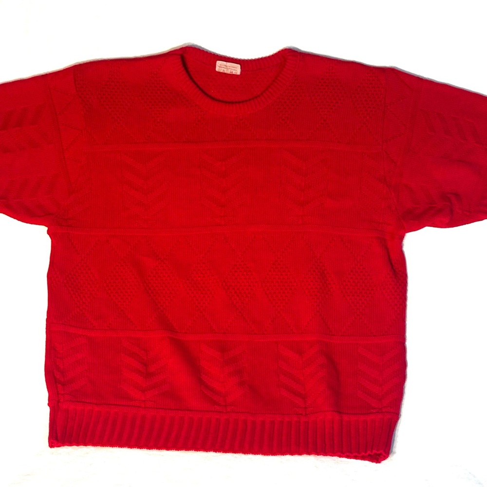 Deep pink short sleeve vintage knit sweater